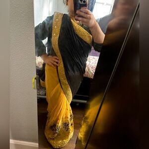 Party sari Indian sari  no blouse